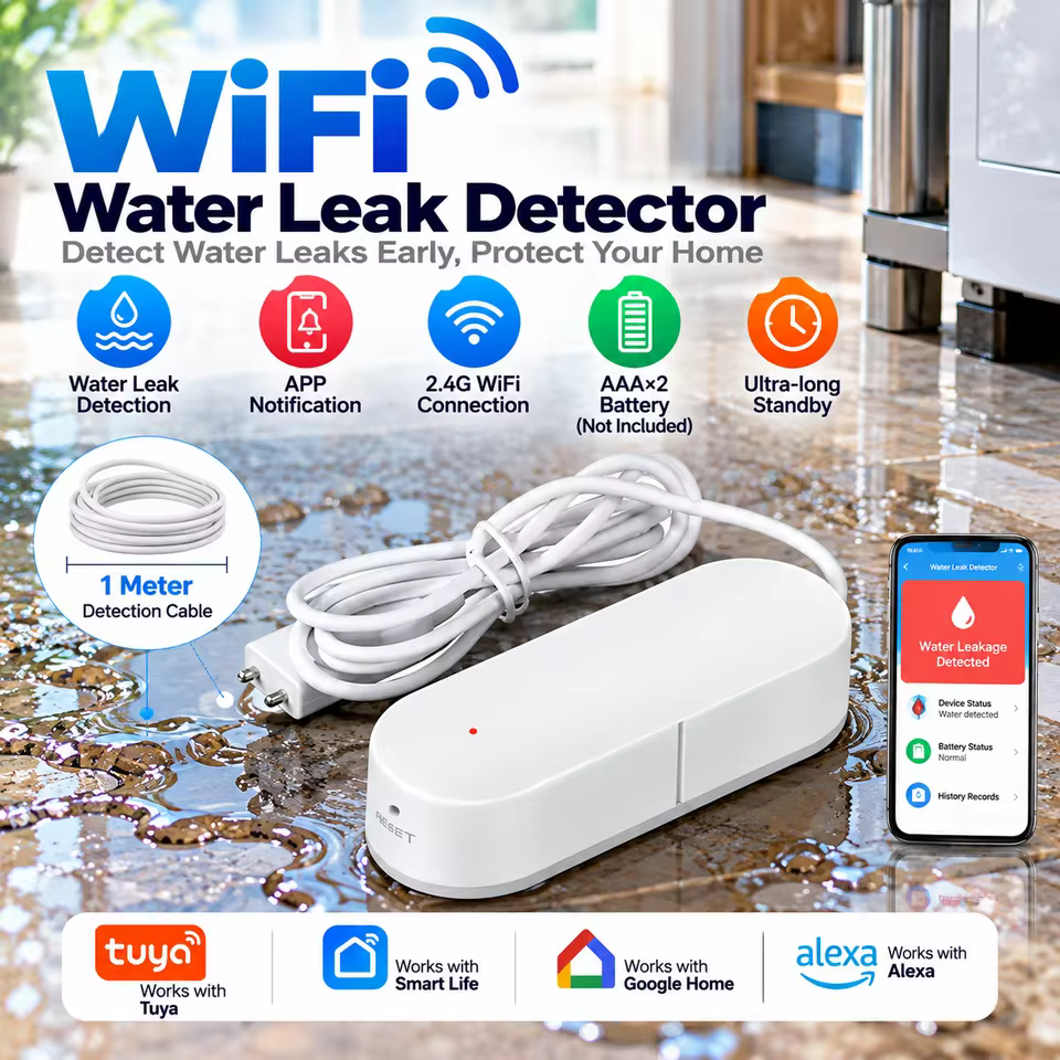 Sensor de Nível de Água WiFi com Alarme de Vazamento