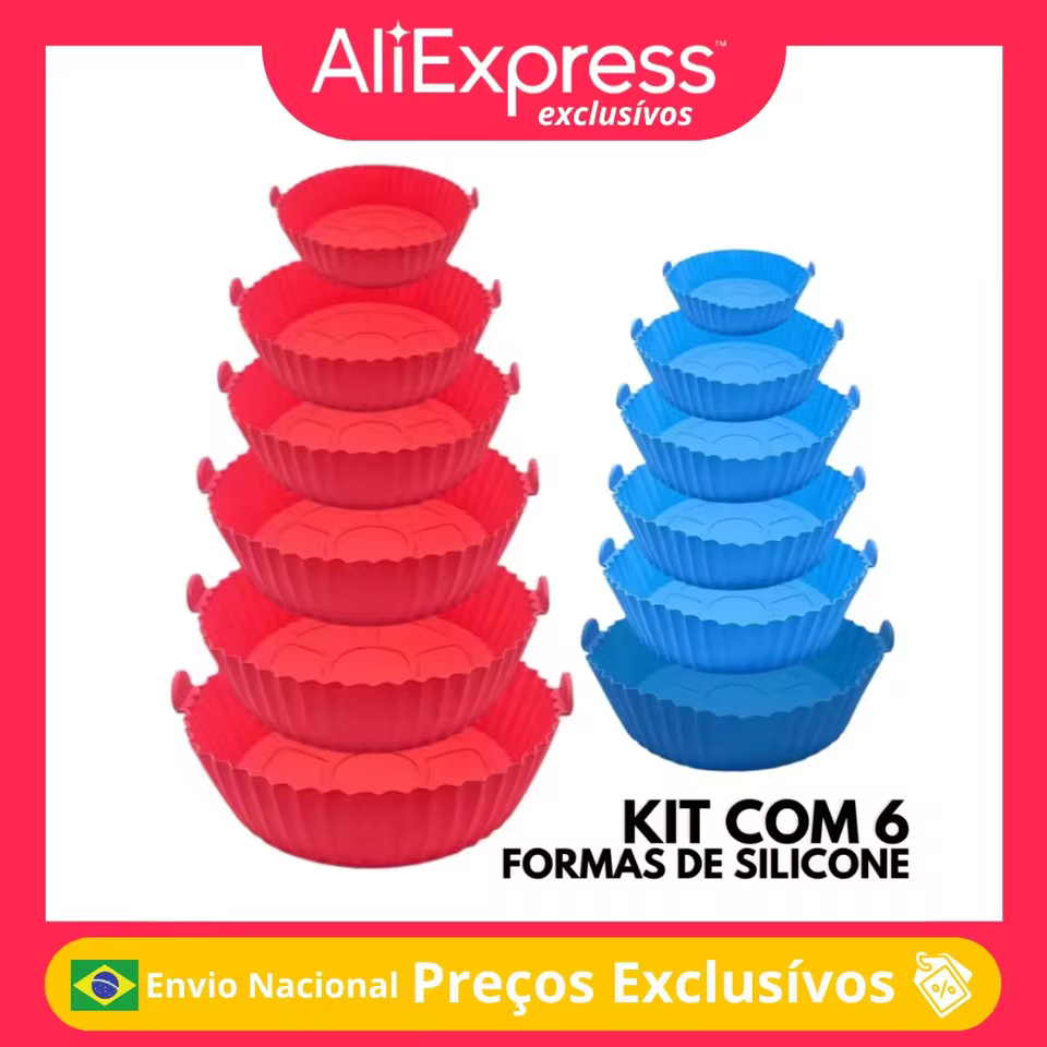 Kit 6 Formas Silicone Air Fryer