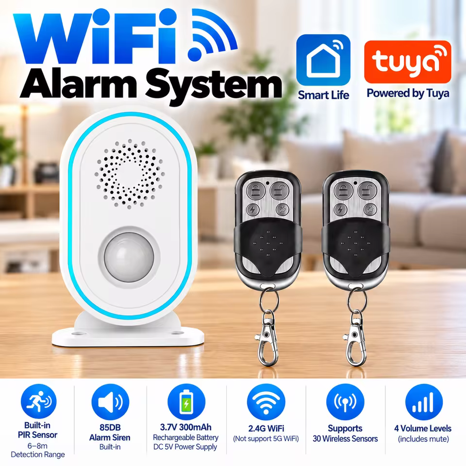 Alarme de Segurança Doméstica com Sensor PIR e Tuya WIFI