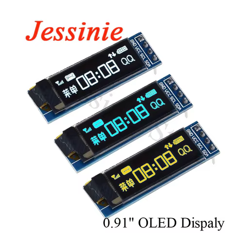 Módulo OLED de 0,91 polegadas Tela de 0,91 "Branco/Azul/Amarelo 128X32 OLED LCD Módulo de exibição LED IIC SPI Interface SSD1306 para Arduino
