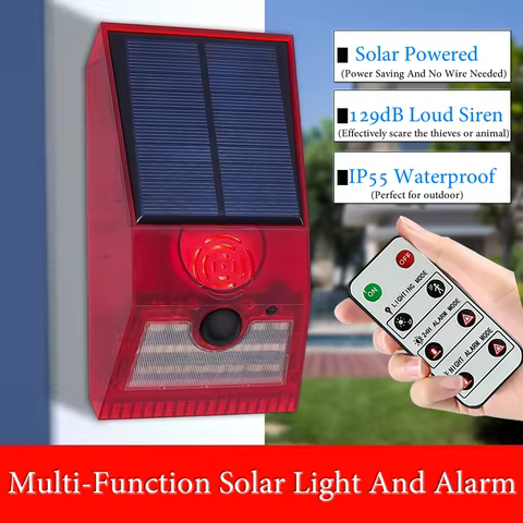 Detector de Movimento Solar com Alarme e Luz