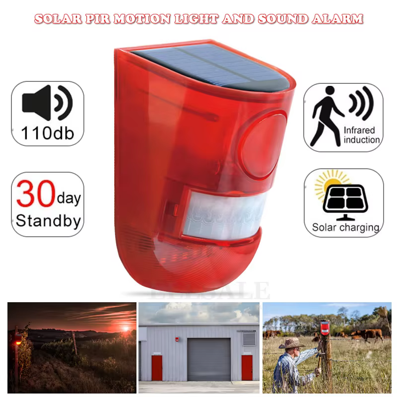 Alarme Solar com Sensor de Movimento e Luz de Alerta