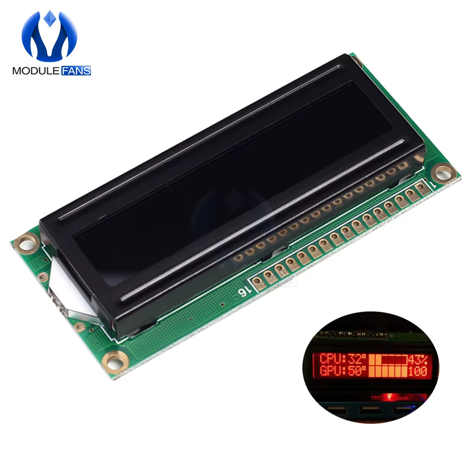 Display LCD 1602 Vermelho Preto