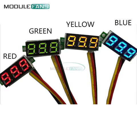 Voltímetro Digital LED Verde 3 Fios