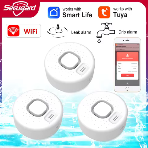 Sensor de Vazamento de Água Tuya WiFi