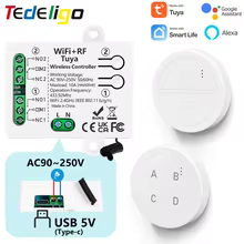 Interruptor Inteligente Tuya WiFi 433MHz com Controle Remoto Thumbnail 1