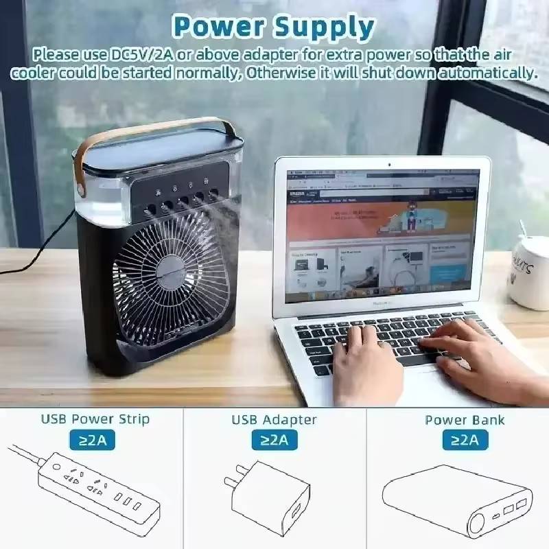 Ventilador de Mesa com Luz Noturna
