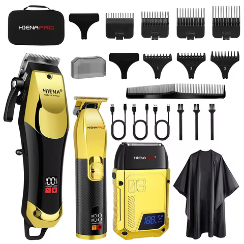 Kit Profissional HIENA PRO – Máquina de Cabelo 3 em 1