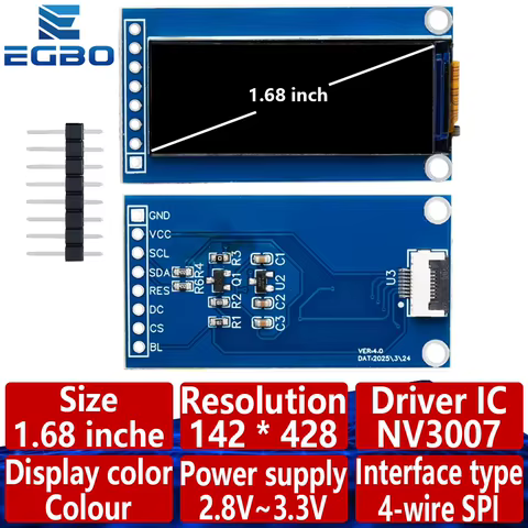 Display TFT 1.68" SPI para Arduino