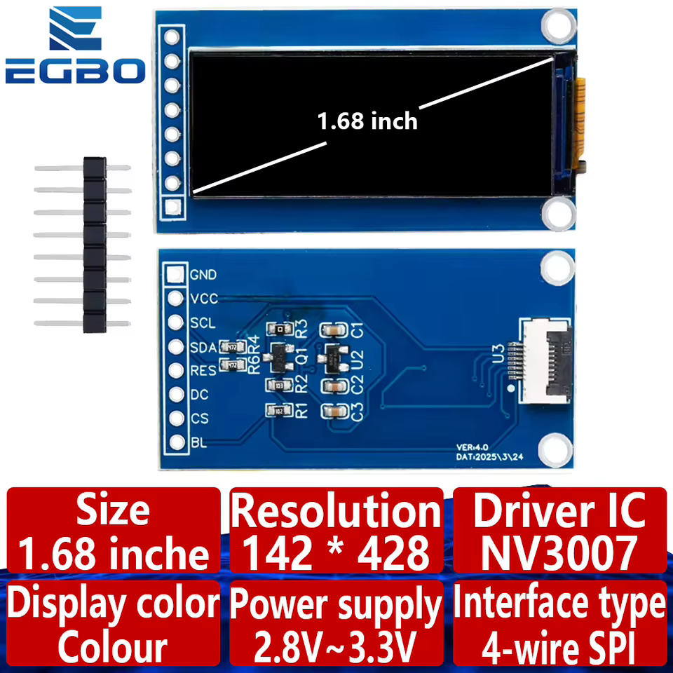 Display TFT 1.68" SPI para Arduino