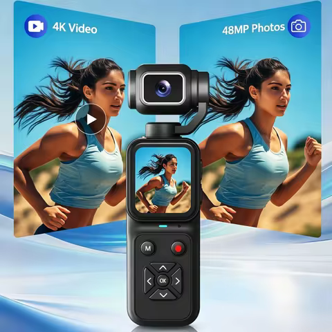 Câmera 4K de Bolso com Lente Flip e Gimbal