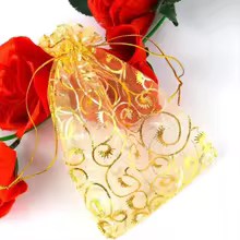 Saco Organza Dourado para Presentes Thumbnail 4
