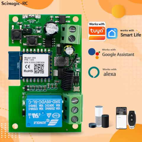 Relé WiFi Inteligente 1CH com Controle RF e App Tuya