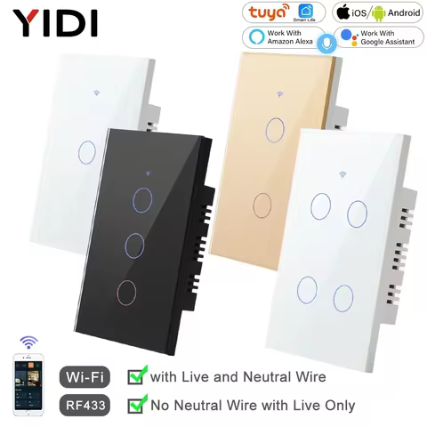 Interruptor Inteligente WiFi Tuya com Controle RF