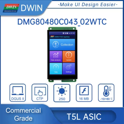 Módulo de Tela LCD DWIN 4.3" 480x800 IPS