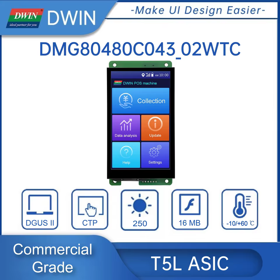Módulo de Tela LCD DWIN 4.3" 480x800 IPS