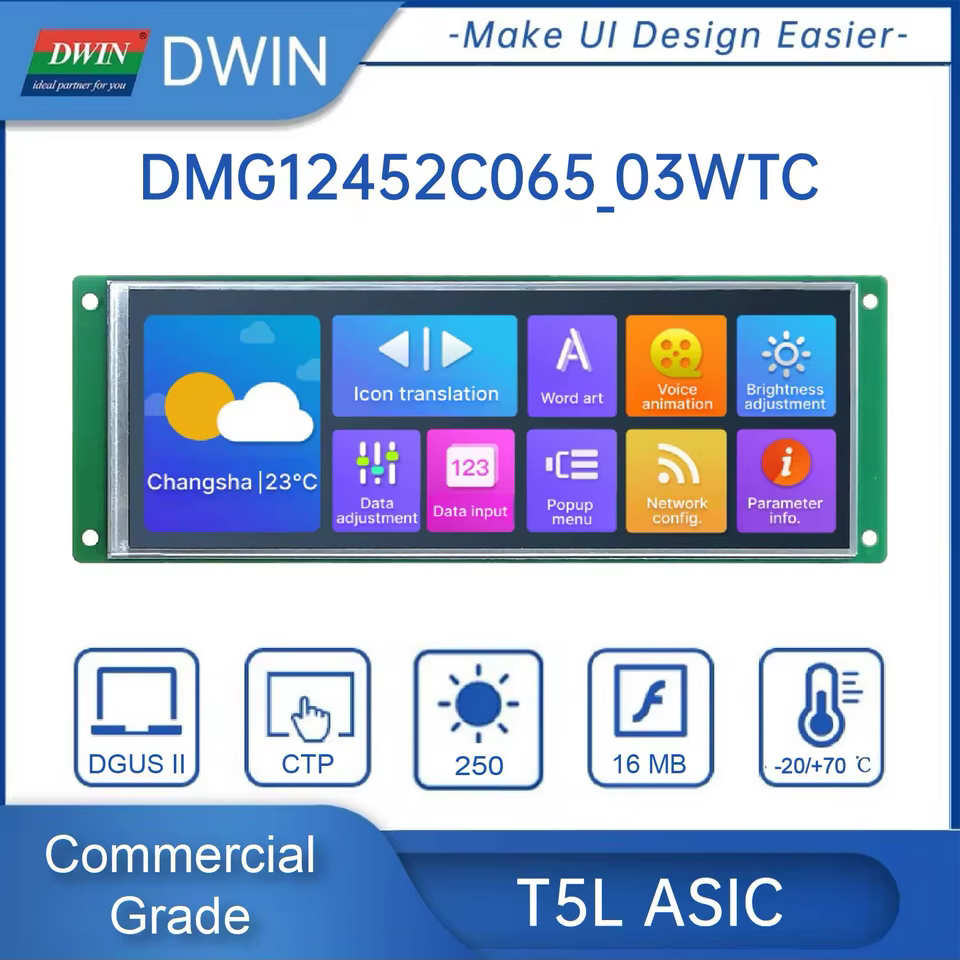 Módulo LCD HMI 6.5" IPS 452x1280 Toque In-cell DWIN
