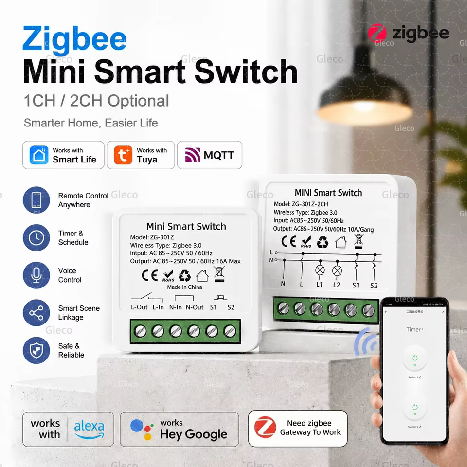 Interruptor Inteligente Zigbee Tuya 16A
