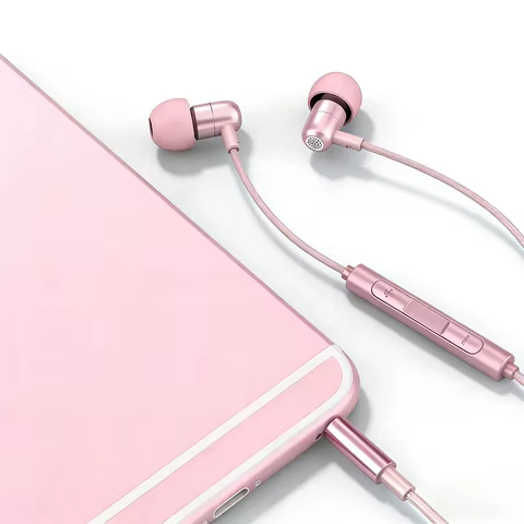 Fone de Ouvido Rosa com Fio