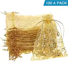 Saco Organza Dourado para Presentes Thumbnail 1