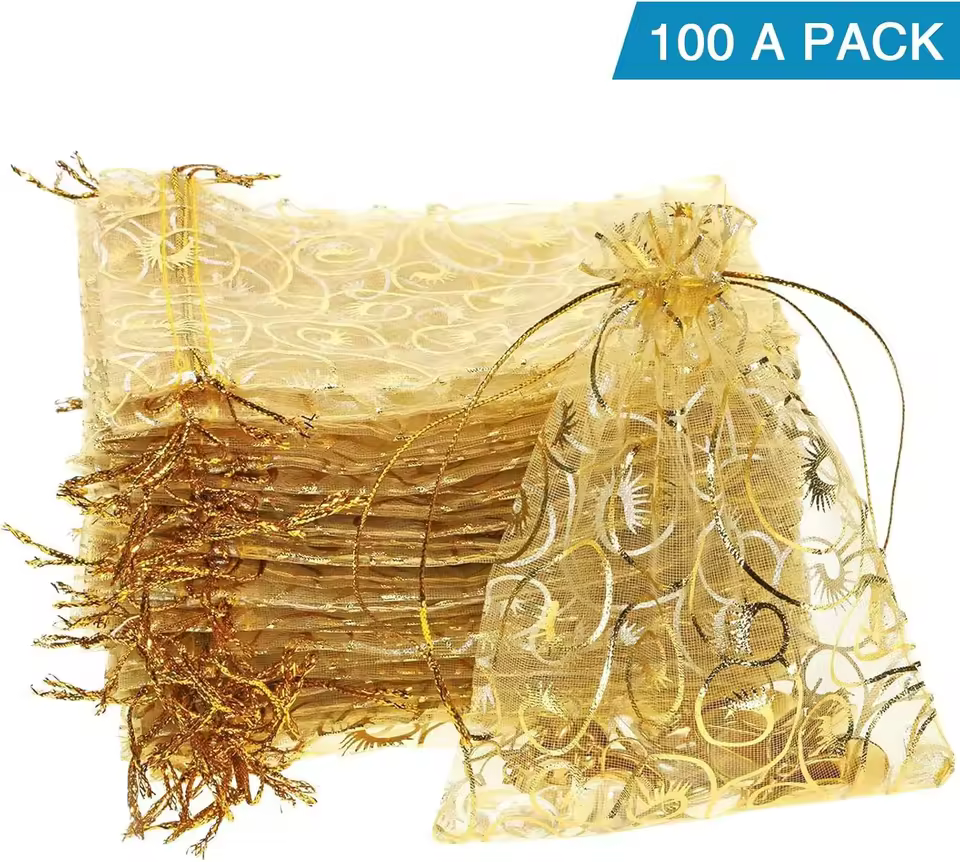 Saco Organza Dourado para Presentes