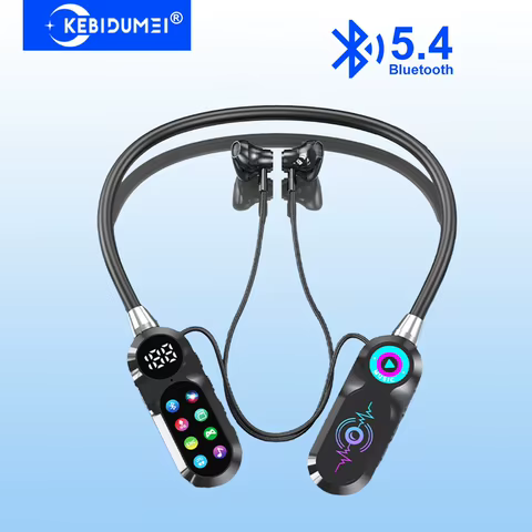 Fones Bluetooth 5.4 Neckband TWS com Cancelamento de Ruído