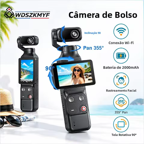 Câmera de Ação Gimbal 355° com Rastreamento Facial