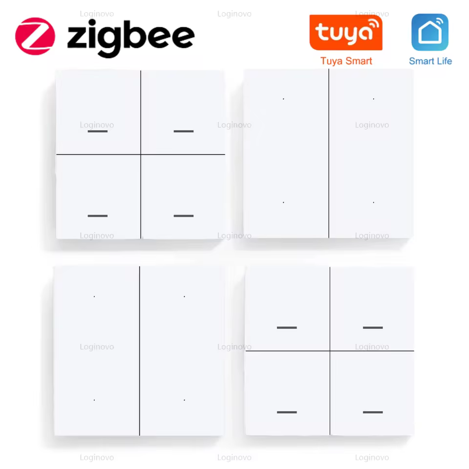 Interruptor de Cena Zigbee Tuya 4 Gangues
