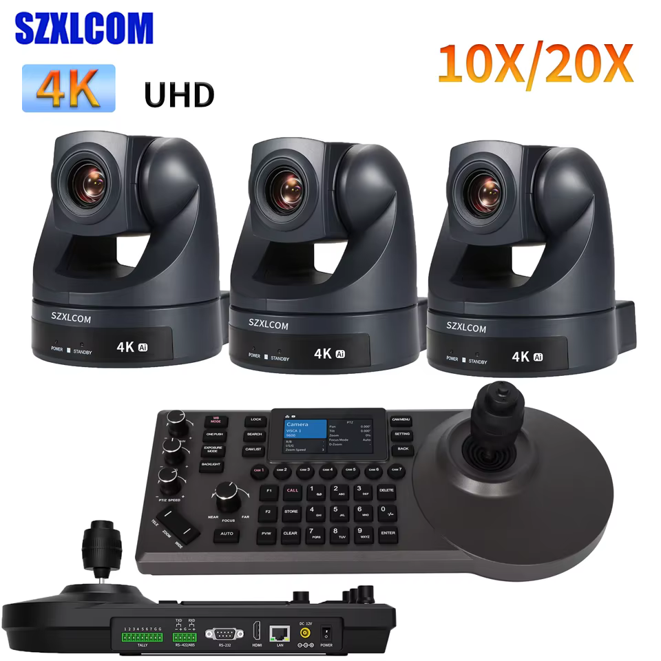 Kit Câmera PTZ 4K com 3 Unidades
