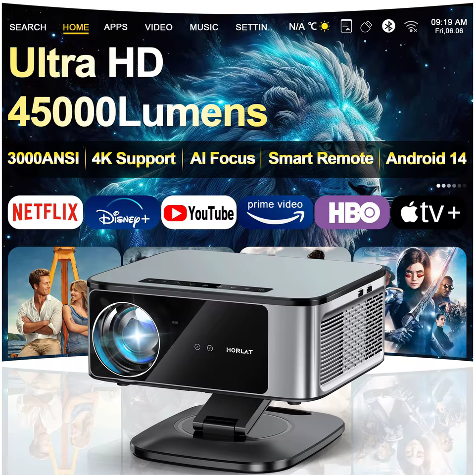 Projetor 4K Ultra HD HORLAT Android 14