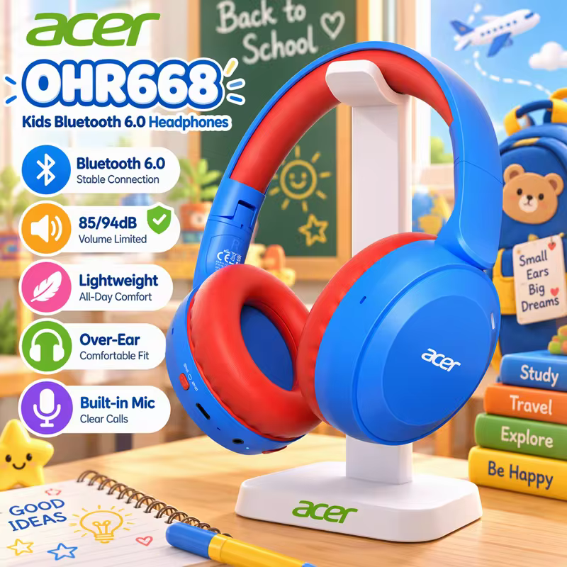Fones Bluetooth Acer para Crianças - Proteção Auditiva
