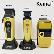Aparador de Cabelo Profissional Kemei Kit Dourado Thumbnail 1