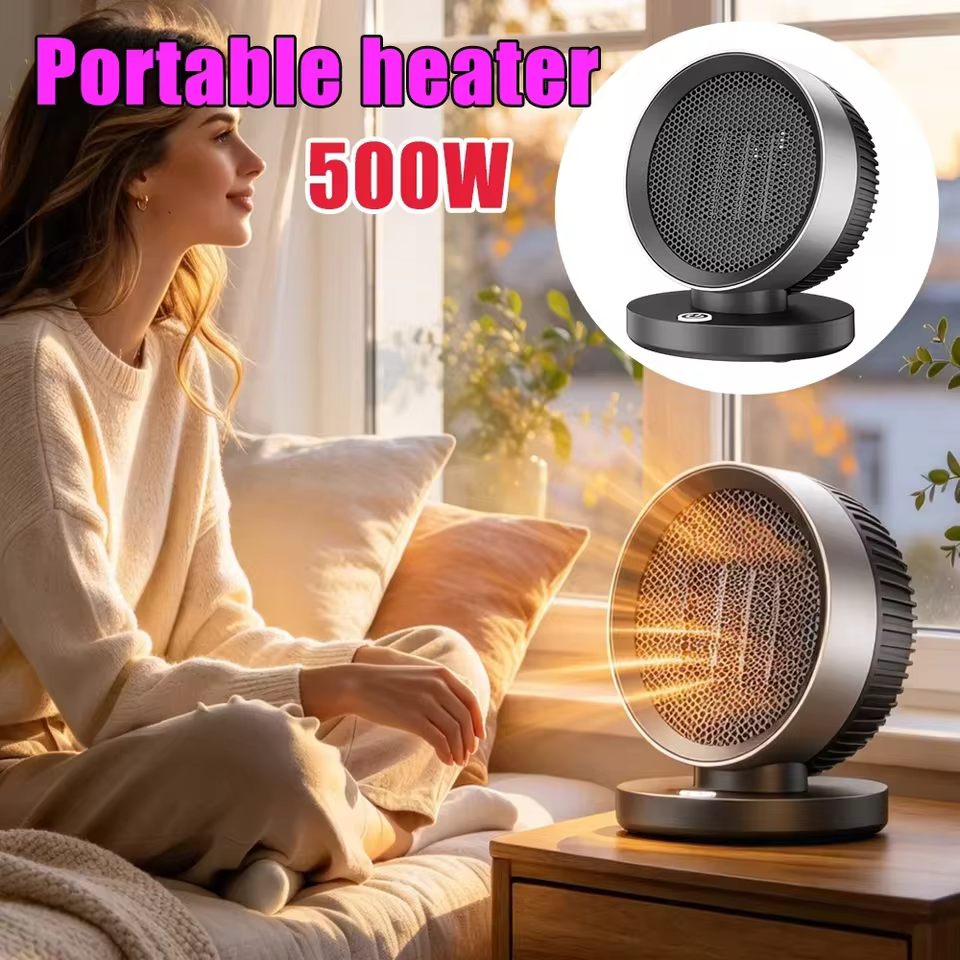 Aquecedor de Mesa Portátil com Ventilador