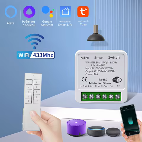 Interruptor Inteligente WiFi Tuya com Controle Remoto