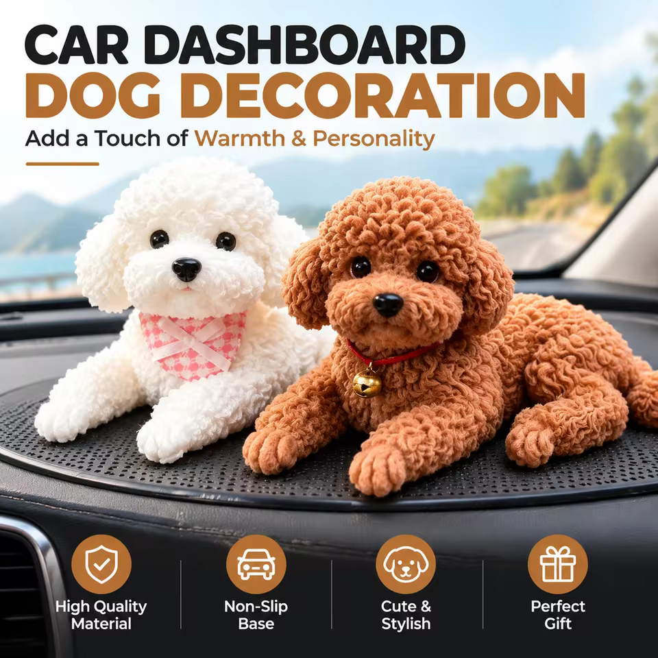 Enfeite Teddy Poodle Carro