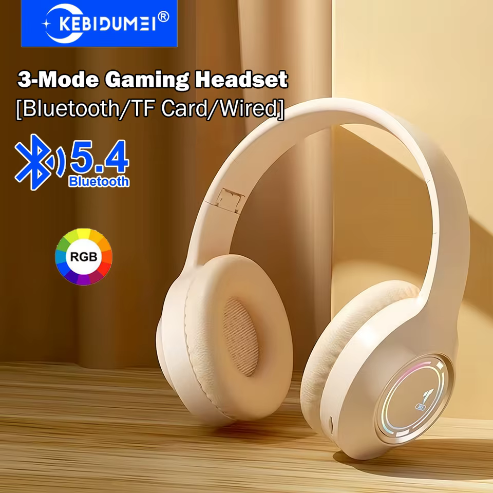 Fones de Ouvido Gaming RGB Bluetooth 5.4