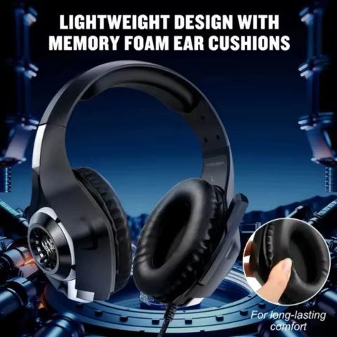 Headset Gamer RGB Over-Ear Preto