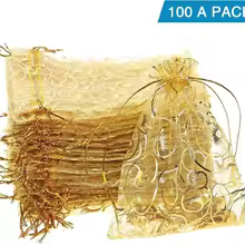 Saco Organza Dourado para Presentes Thumbnail 5