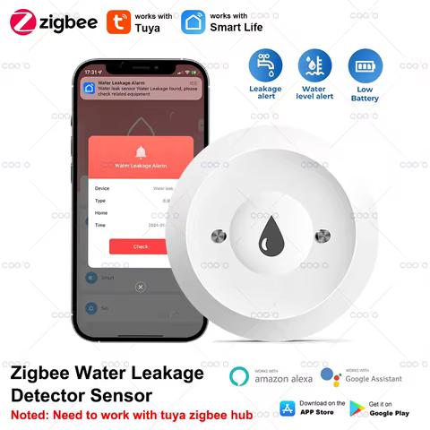 Sensor de Vazamento Zigbee Tuya
