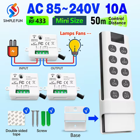 Interruptor Inteligente Sem Fio RF 433MHz