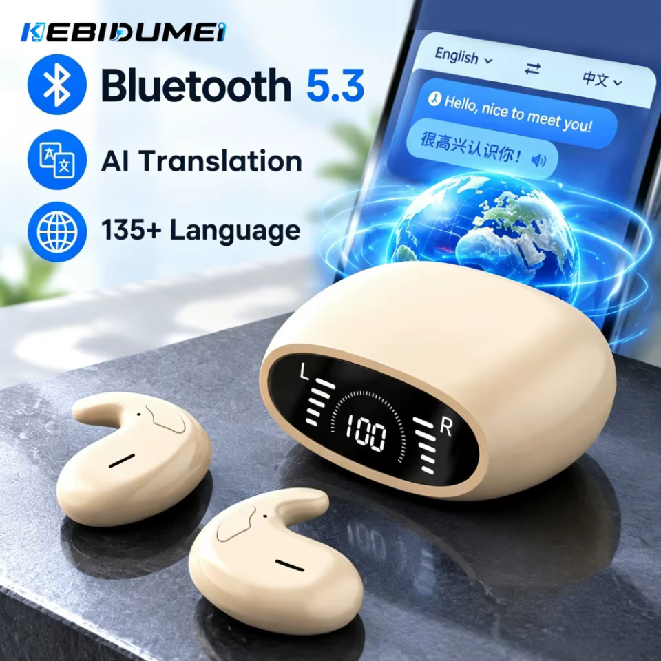 Fones KEBIDUMEI Tradução IA Bluetooth 5.3