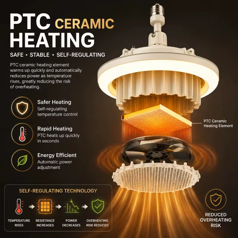 Aquecedor de Banheiro 3 em 1 com Luz e Ventilador