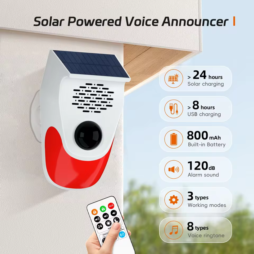 Alarme Solar PIR 120dB com Controle Remoto