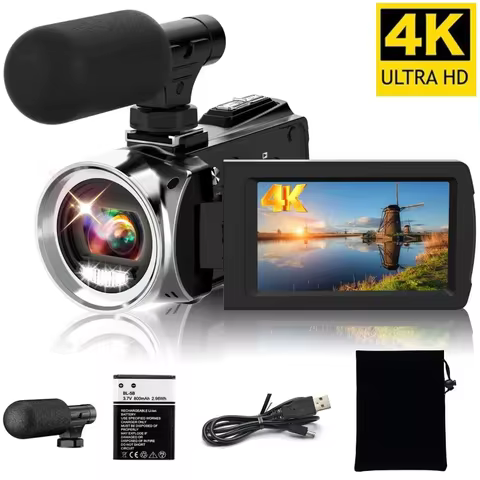 Câmera 4K Filmadora com Zoom 18X