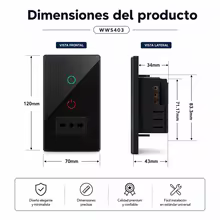 Tomada Inteligente Melery com Vidro e Controle WiFi Thumbnail 2