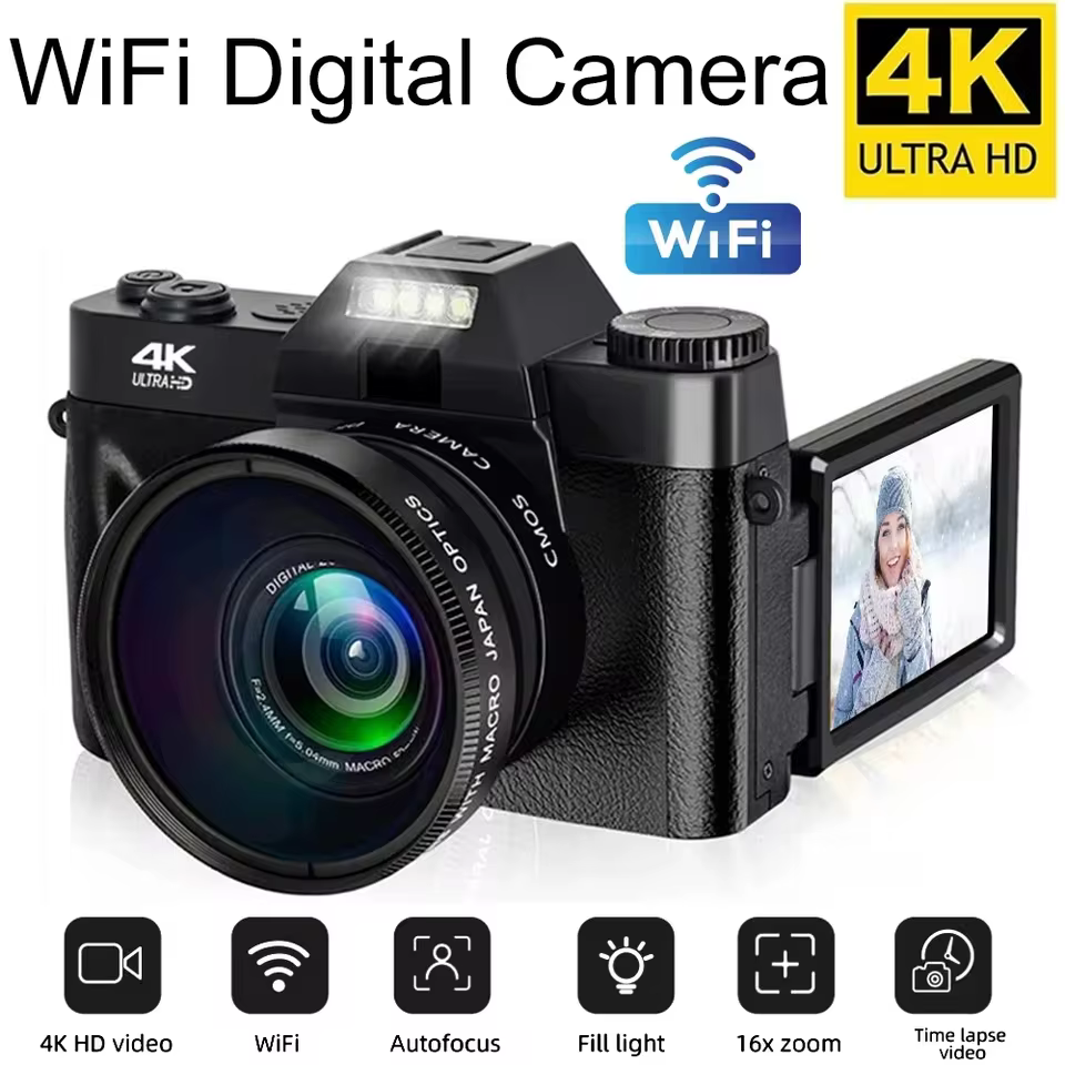 Câmera Digital 4K WiFi Profissional