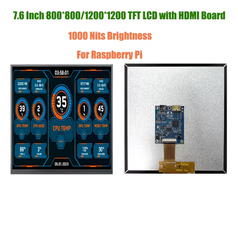 Monitor Quadrado 7.6" 1200x1200 IPS