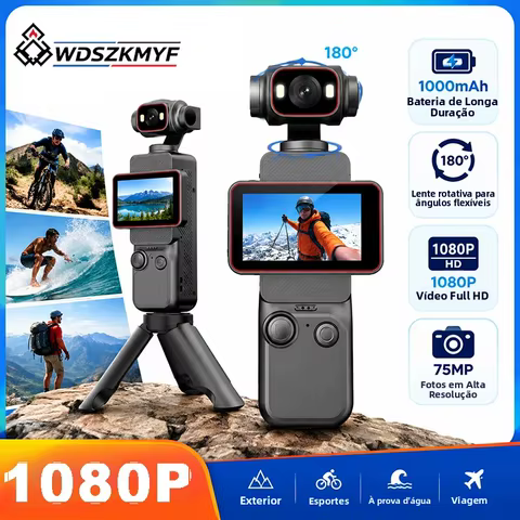 Câmera de Ação 1080P com Tela Rotativa