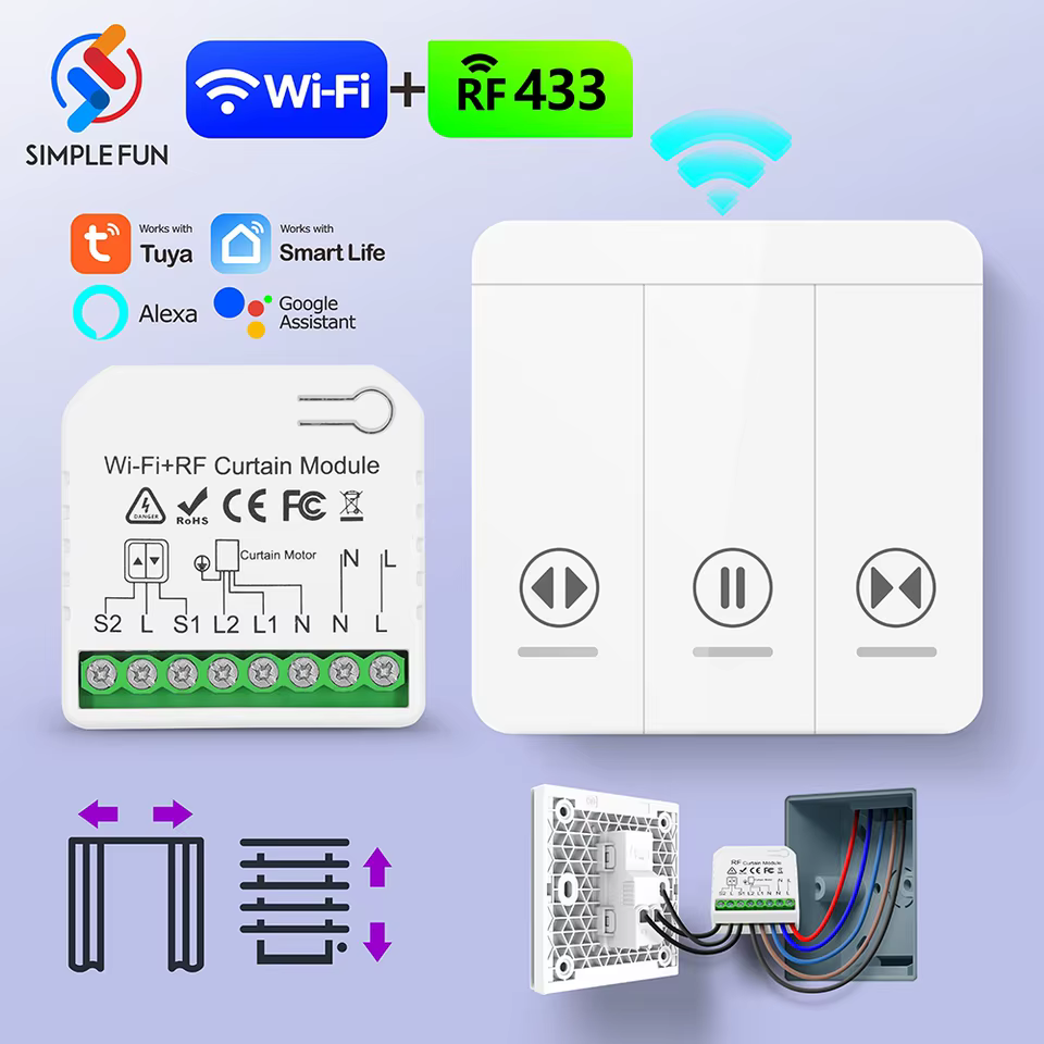 Interruptor Cortina Inteligente Wi-Fi RF