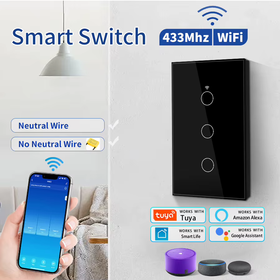 Interruptor Wi-Fi Inteligente 4 Gang Tuya